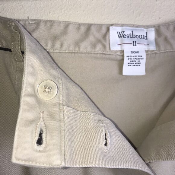 Vtg Westbound Women's Khaki Midi Pencil Skirt With Leather Covered Buttons 20W - Picture 6 of 13